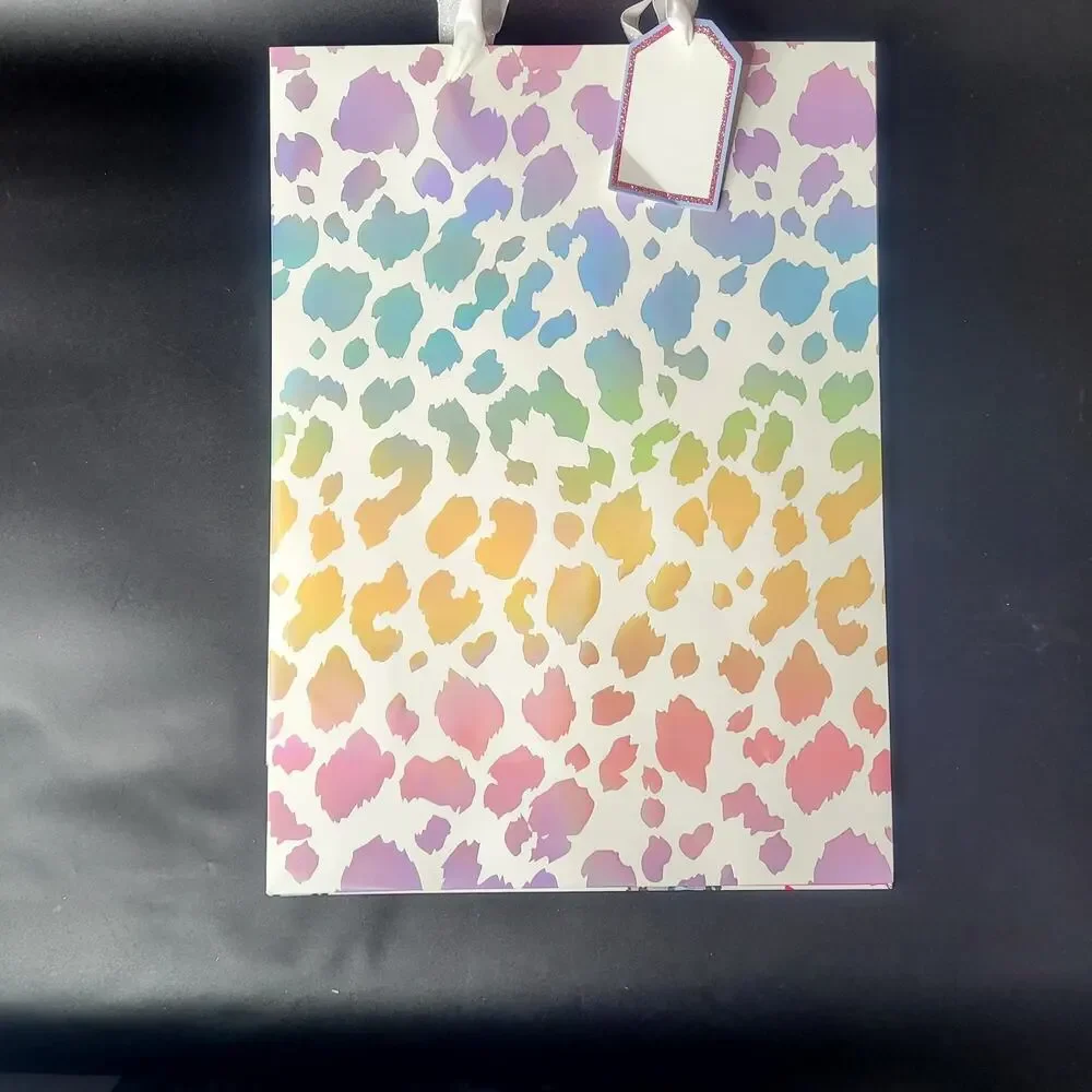 Betsey Johnson 2 Pk Gift Bags Pastel Rainbow‎ Leopard Print Butterflies XOXO NWT